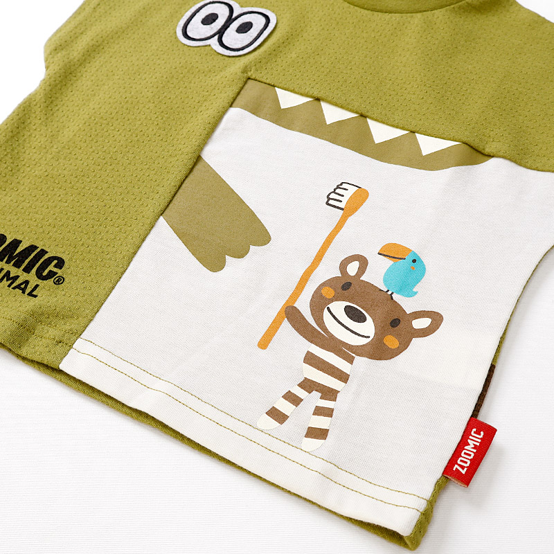 ワニさんモチーフ切替Tシャツ【ZOOMICズーミック】