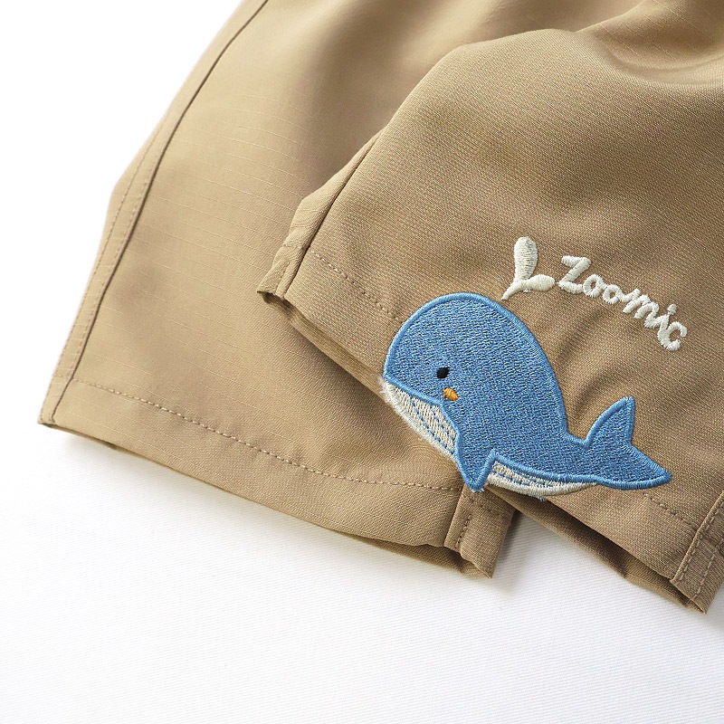 キッズ 5分丈パンツ ハーフパンツ 男の子 女の子 サッカー生地 涼しい 清涼 【ZOOMIC ズーミック】 ベビー ストレッチ ズボン ボトムス 伸縮 ウエストゴム アニマル 動物 クジラ くじら くま キャラクター 男児 女児 80 90 95 100 110 120 130