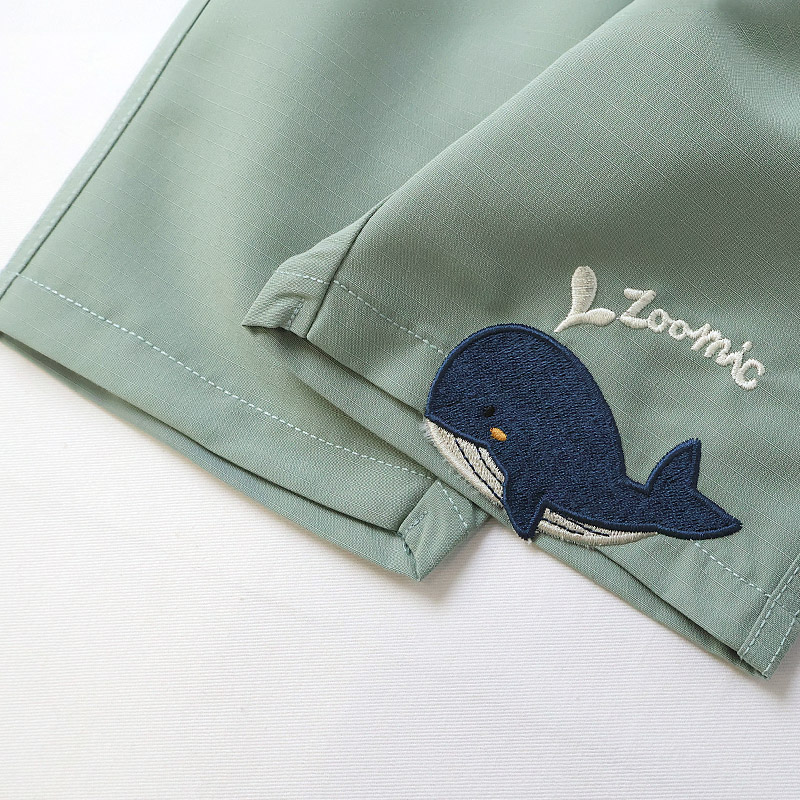 キッズ 5分丈パンツ ハーフパンツ 男の子 女の子 サッカー生地 涼しい 清涼 【ZOOMIC ズーミック】 ベビー ストレッチ ズボン ボトムス 伸縮 ウエストゴム アニマル 動物 クジラ くじら くま キャラクター 男児 女児 80 90 95 100 110 120 130