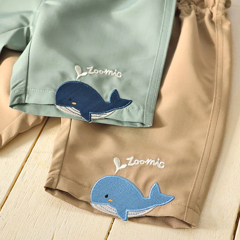 キッズ 5分丈パンツ ハーフパンツ 男の子 女の子 サッカー生地 涼しい 清涼 【ZOOMIC ズーミック】 ベビー ストレッチ ズボン ボトムス 伸縮 ウエストゴム アニマル 動物 クジラ くじら くま キャラクター 男児 女児 80 90 95 100 110 120 130