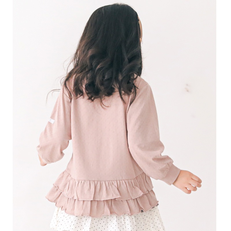 子供服 トップス ウズランド フリル 切替 長袖 Tシャツ ロンt ( 80-130cm )【 Uzuland 】 女の子 くすみ ナチュラル トレンド ガーリー かわいい おしゃれ 秋物 ブランド 80cm 90cm 95cm 100cm 110cm 120cm 130cmポイント消化
