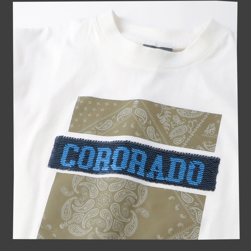 キッズ Tシャツ 半袖 プリント スパンコール 男の子 ( 130-160cm ) 子供服 トップス カットソー ゆったり ドロップショルダー 天竺 男の子 女の子 スクール ジュニア 130cm 140cm 150cm 160cm ストリート スケーター カジュアル