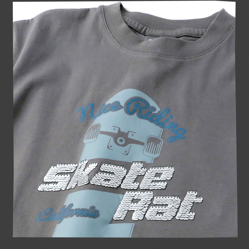 キッズ Tシャツ 半袖 プリント スパンコール 男の子 ( 130-160cm ) 子供服 トップス カットソー ゆったり ドロップショルダー 天竺 男の子 女の子 スクール ジュニア 130cm 140cm 150cm 160cm ストリート スケーター カジュアル