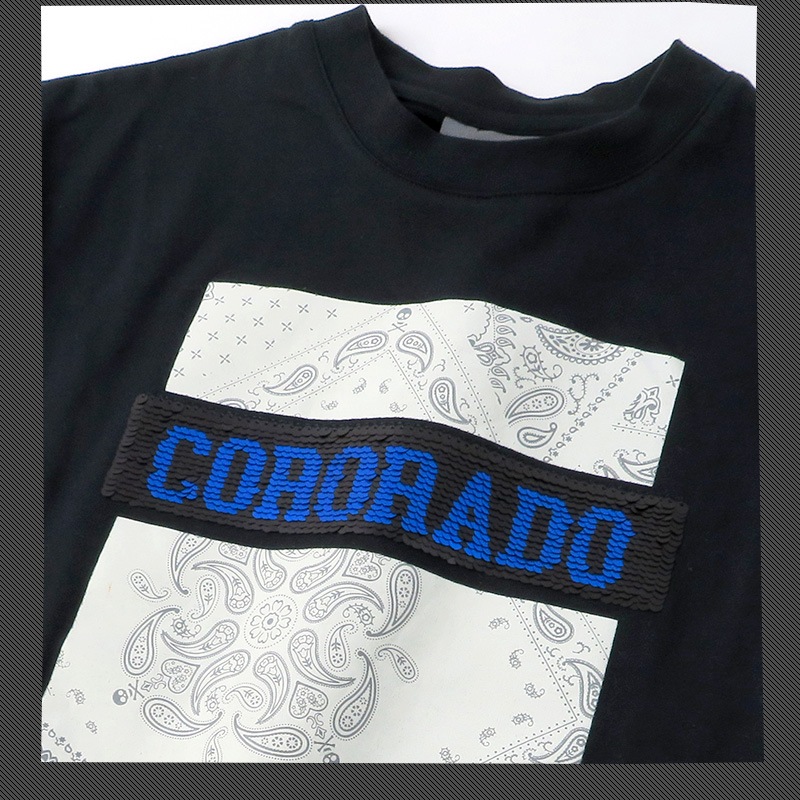 キッズ Tシャツ 半袖 プリント スパンコール 男の子 ( 130-160cm ) 子供服 トップス カットソー ゆったり ドロップショルダー 天竺 男の子 女の子 スクール ジュニア 130cm 140cm 150cm 160cm ストリート スケーター カジュアル