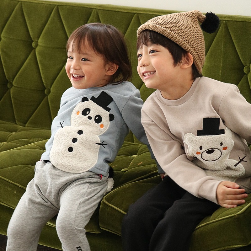 雪だるまボアアップリケトレーナー【ZOOMICズーミック】