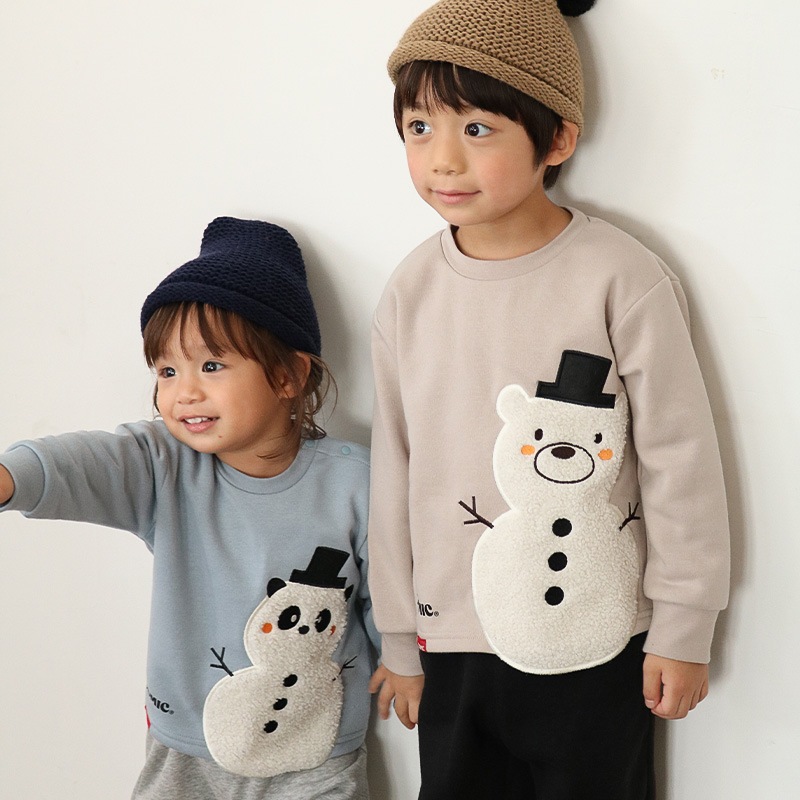 雪だるまボアアップリケトレーナー【ZOOMICズーミック】