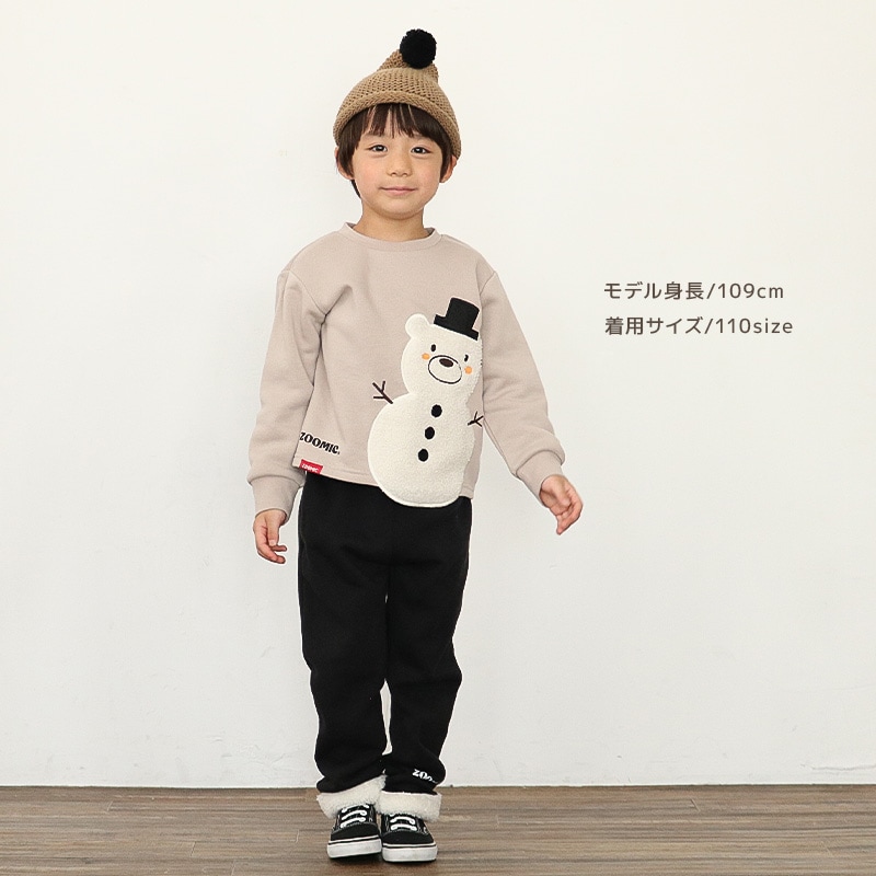 雪だるまボアアップリケトレーナー【ZOOMICズーミック】