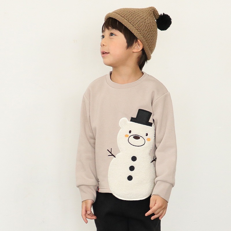 雪だるまボアアップリケトレーナー【ZOOMICズーミック】