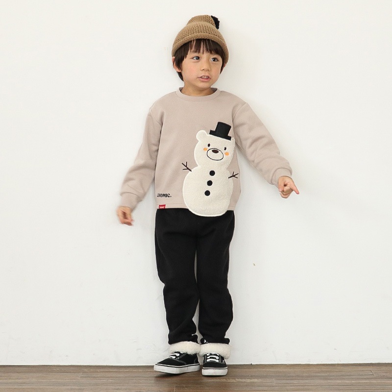 雪だるまボアアップリケトレーナー【ZOOMICズーミック】