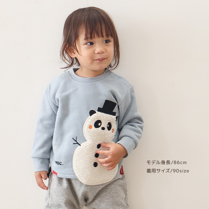 雪だるまボアアップリケトレーナー【ZOOMICズーミック】