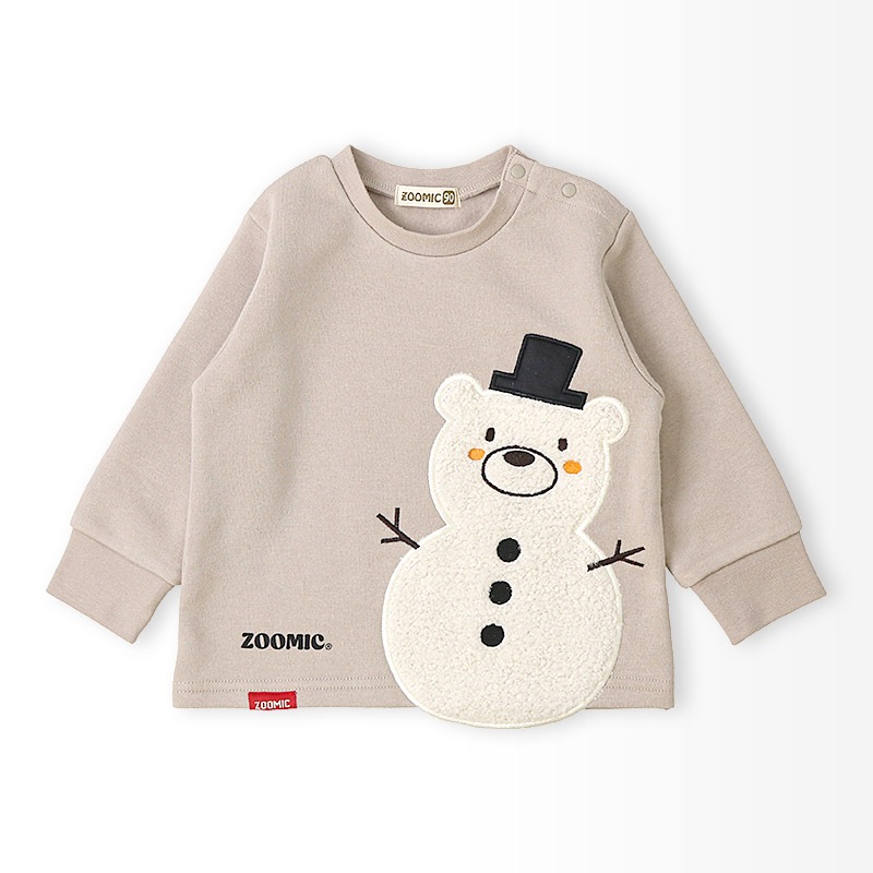 雪だるまボアアップリケトレーナー【ZOOMICズーミック】