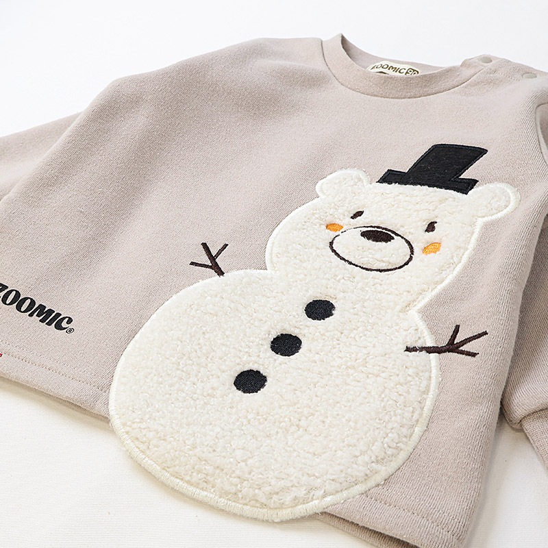 雪だるまボアアップリケトレーナー【ZOOMICズーミック】