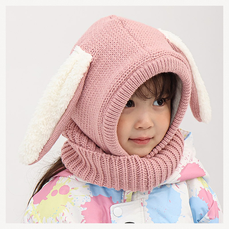 キッズ バラクラバ ニット帽子 キャップ フード 帽子 耳付き 男の子 女の子 子供用 帽子 (52-54cm)【GrinLab グリンラボ】 マイクロファイバーフリース アニマル 動物 クマ 熊 ウサギ うさぎ 恐竜 ダイナソー 暖かい 防寒 保温 キャップ ボーイズ ガールズ 暖かい 雪遊び