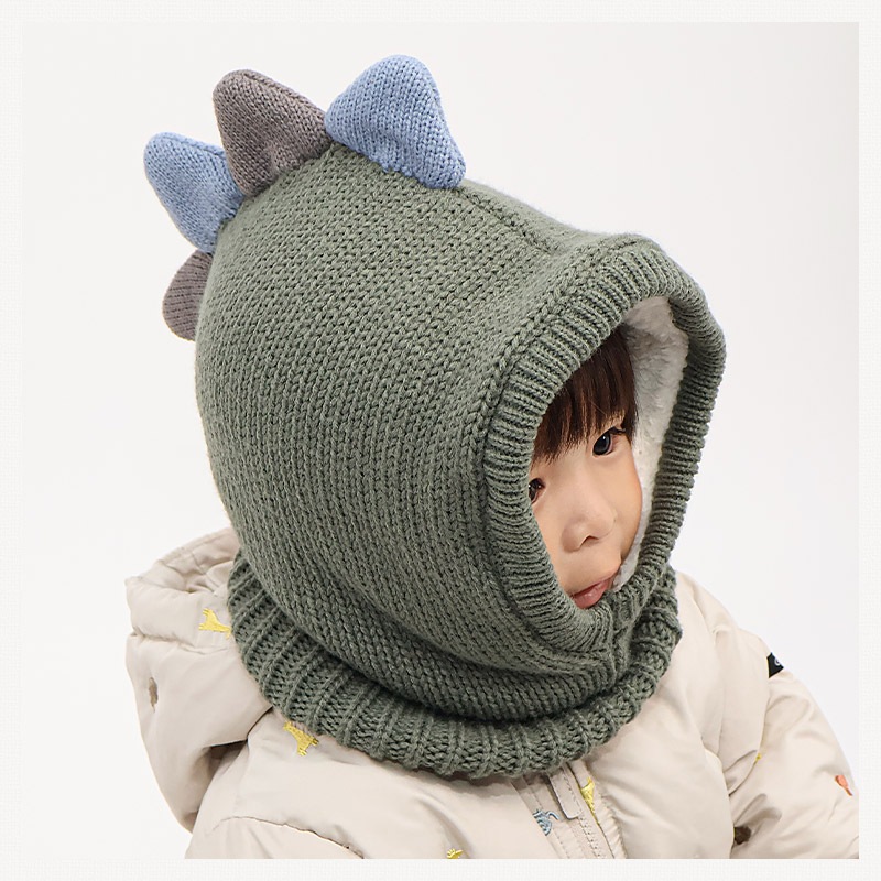 キッズ バラクラバ ニット帽子 キャップ フード 帽子 耳付き 男の子 女の子 子供用 帽子 (52-54cm)【GrinLab グリンラボ】 マイクロファイバーフリース アニマル 動物 クマ 熊 ウサギ うさぎ 恐竜 ダイナソー 暖かい 防寒 保温 キャップ ボーイズ ガールズ 暖かい 雪遊び