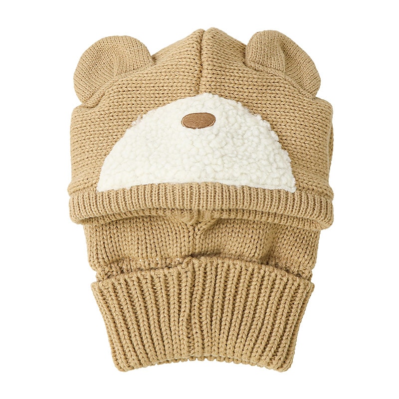 キッズ バラクラバ ニット帽子 キャップ フード 帽子 耳付き 男の子 女の子 子供用 帽子 (52-54cm)【GrinLab グリンラボ】 マイクロファイバーフリース アニマル 動物 クマ 熊 ウサギ うさぎ 恐竜 ダイナソー 暖かい 防寒 保温 キャップ ボーイズ ガールズ 暖かい 雪遊び