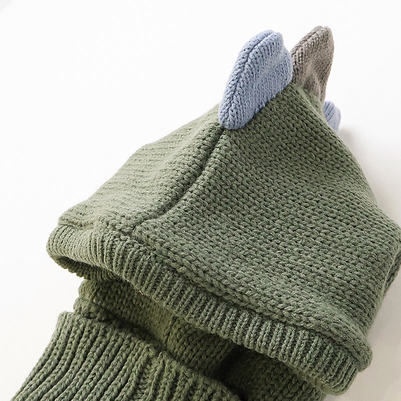 キッズ バラクラバ ニット帽子 キャップ フード 帽子 耳付き 男の子 女の子 子供用 帽子 (52-54cm)【GrinLab グリンラボ】 マイクロファイバーフリース アニマル 動物 クマ 熊 ウサギ うさぎ 恐竜 ダイナソー 暖かい 防寒 保温 キャップ ボーイズ ガールズ 暖かい 雪遊び