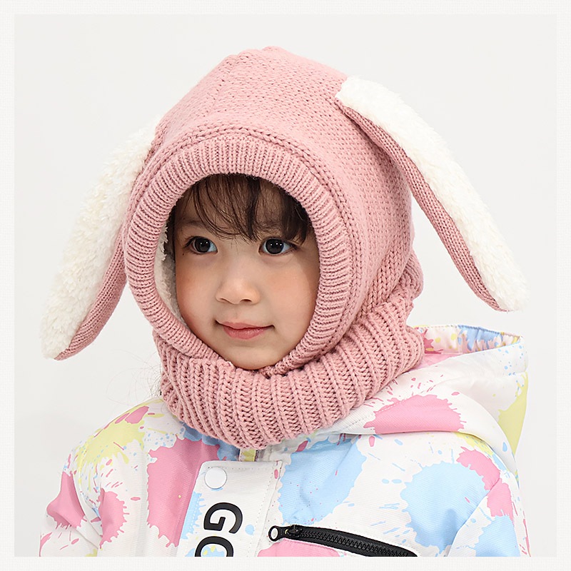 キッズ バラクラバ ニット帽子 キャップ フード 帽子 耳付き 男の子 女の子 子供用 帽子 (52-54cm)【GrinLab グリンラボ】 マイクロファイバーフリース アニマル 動物 クマ 熊 ウサギ うさぎ 恐竜 ダイナソー 暖かい 防寒 保温 キャップ ボーイズ ガールズ 暖かい 雪遊び