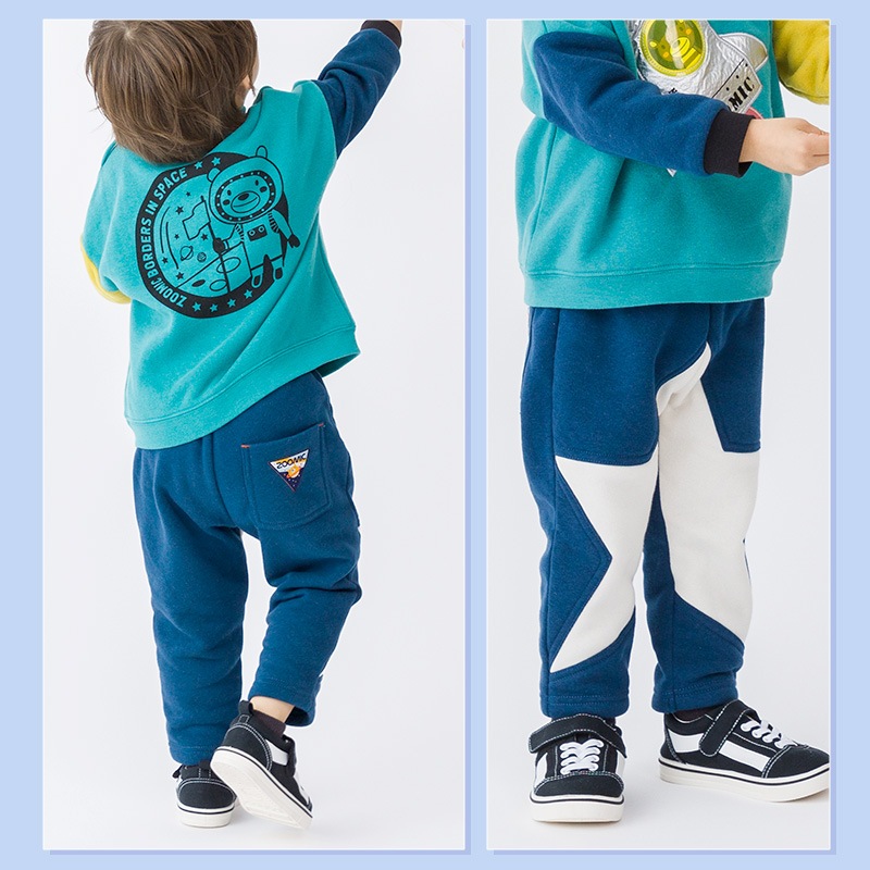 子供服 パンツ 裏起毛 キッズ 10分丈 星 宇宙 くま ボトムス( 80-130cm