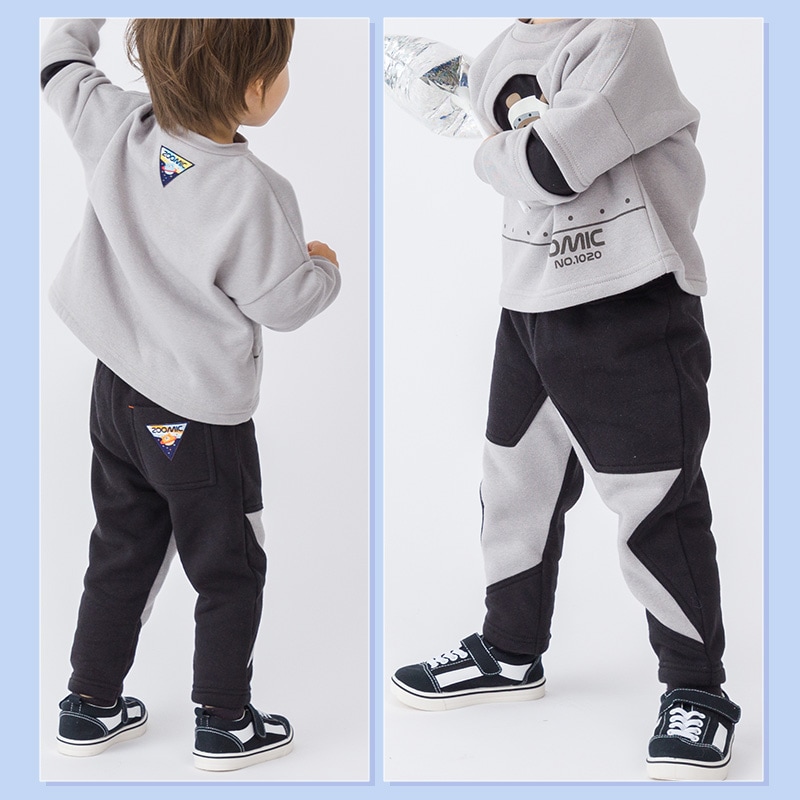 子供服 パンツ 裏起毛 キッズ 10分丈 星 宇宙 くま ボトムス( 80-130cm )【 ZOOMIC ズーミック 】 男の子 どうぶつ おしゃれ 冬服 80cm 90cm 95cm 100cm 110cm 120cm 130cm 