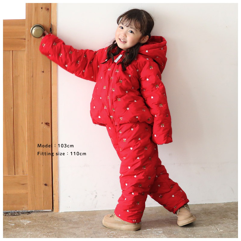 キッズ ベビー ジャケット 中綿入り 刺繍 総柄 フード付き 男の子 女の子 ポケット付き 【GrinLab グリンラボ】 チェリー ハート アニマル 動物 中綿ジャケット 中綿アウター 中わた入り 軽量 洗える 保温 防寒 防寒着 冬服 暖かい 軽い 通園 通学 80 90 95 100 110 120 130