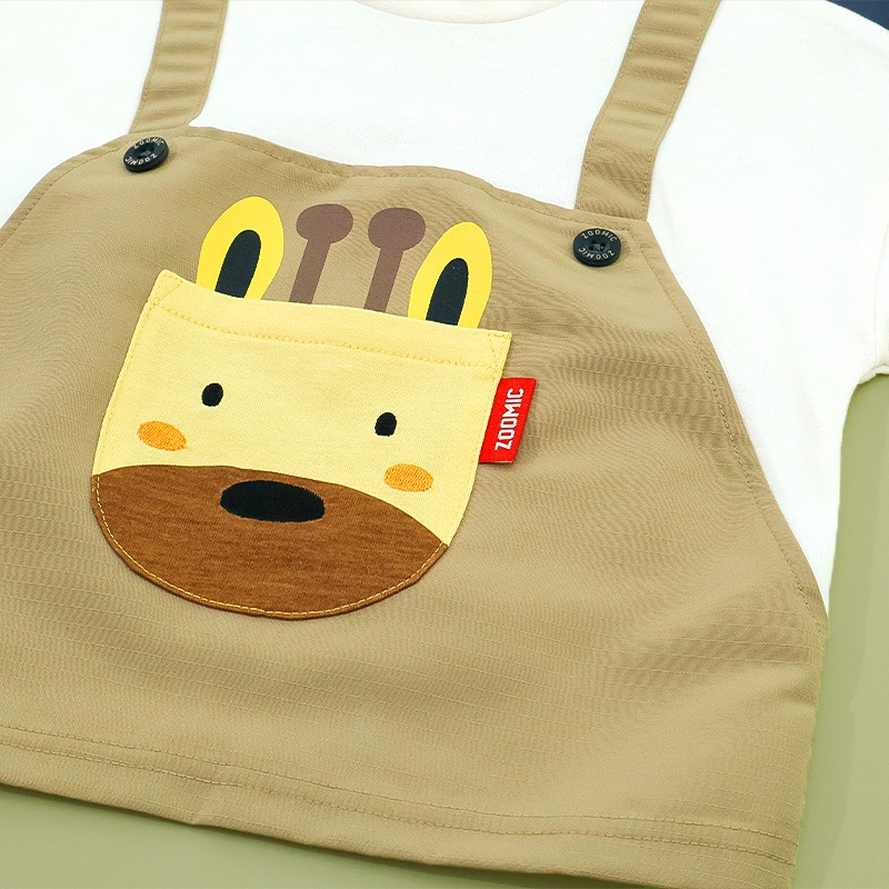 キリンさん/シマウマさんポケット重ね着風Tシャツ【ZOOMICズーミック】