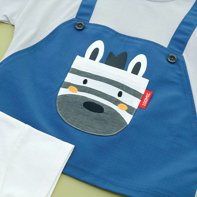 キリンさん/シマウマさんポケット重ね着風Tシャツ【ZOOMICズーミック】