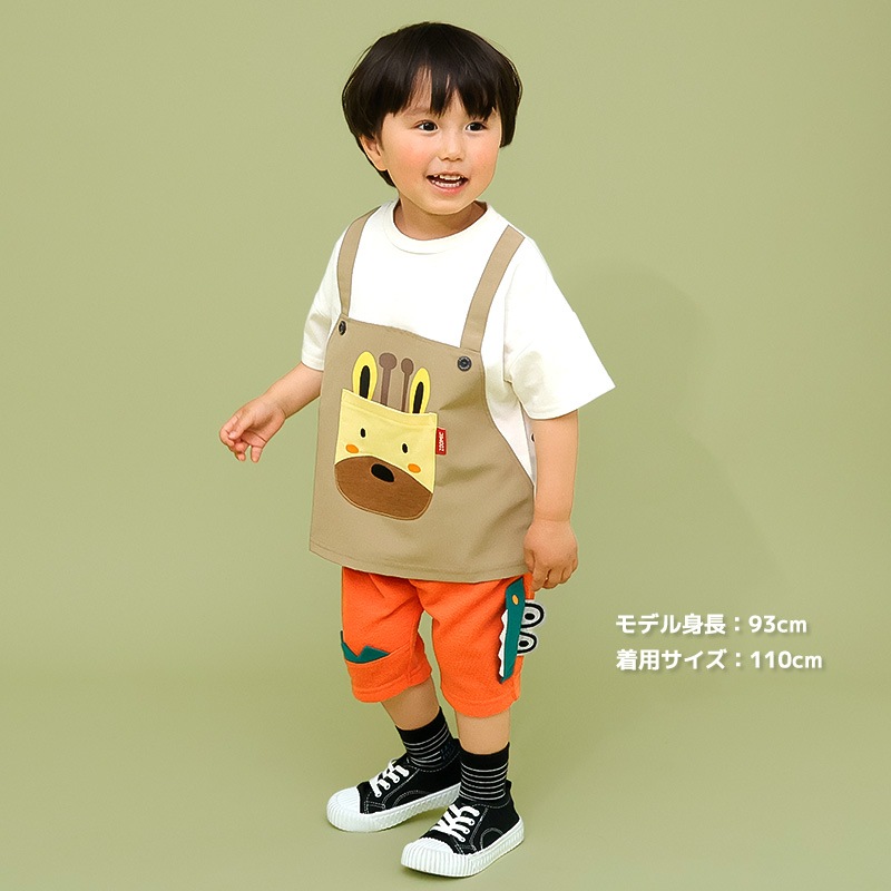 キリンさん/シマウマさんポケット重ね着風Tシャツ【ZOOMICズーミック】