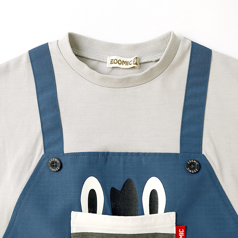 キリンさん/シマウマさんポケット重ね着風Tシャツ【ZOOMICズーミック】