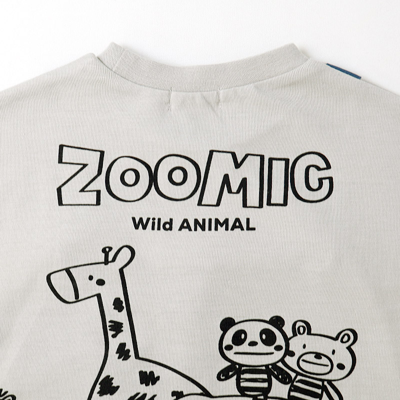 キリンさん/シマウマさんポケット重ね着風Tシャツ【ZOOMICズーミック】