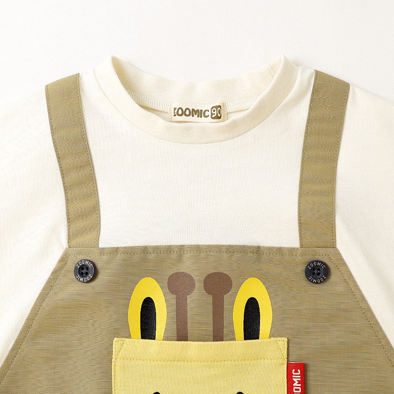 キリンさん/シマウマさんポケット重ね着風Tシャツ【ZOOMICズーミック】