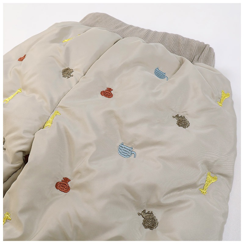 キッズ ベビー 中綿パンツ 刺繍 男の子 女の子 スノーパンツ ウォームパンツ【GrinLab グリンラボ】 アニマル 動物 チェリー ハート 総柄 防寒 防風 雪除け 保温 雪よけ ボトムス スキーパンツ 長ズボン スノーウェア スキーウェア 雪遊び 外遊び 80 90 95 100 110 120 130