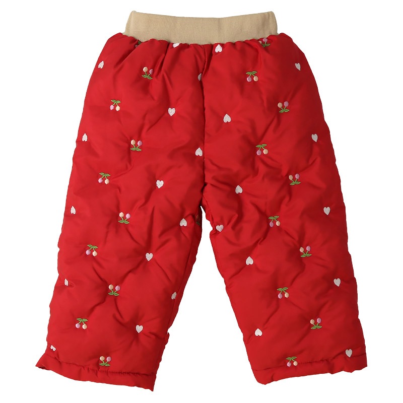 キッズ ベビー 中綿パンツ 刺繍 男の子 女の子 スノーパンツ ウォームパンツ【GrinLab グリンラボ】 アニマル 動物 チェリー ハート 総柄 防寒 防風 雪除け 保温 雪よけ ボトムス スキーパンツ 長ズボン スノーウェア スキーウェア 雪遊び 外遊び 80 90 95 100 110 120 130