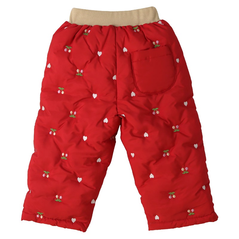 キッズ ベビー 中綿パンツ 刺繍 男の子 女の子 スノーパンツ ウォームパンツ【GrinLab グリンラボ】 アニマル 動物 チェリー ハート 総柄 防寒 防風 雪除け 保温 雪よけ ボトムス スキーパンツ 長ズボン スノーウェア スキーウェア 雪遊び 外遊び 80 90 95 100 110 120 130