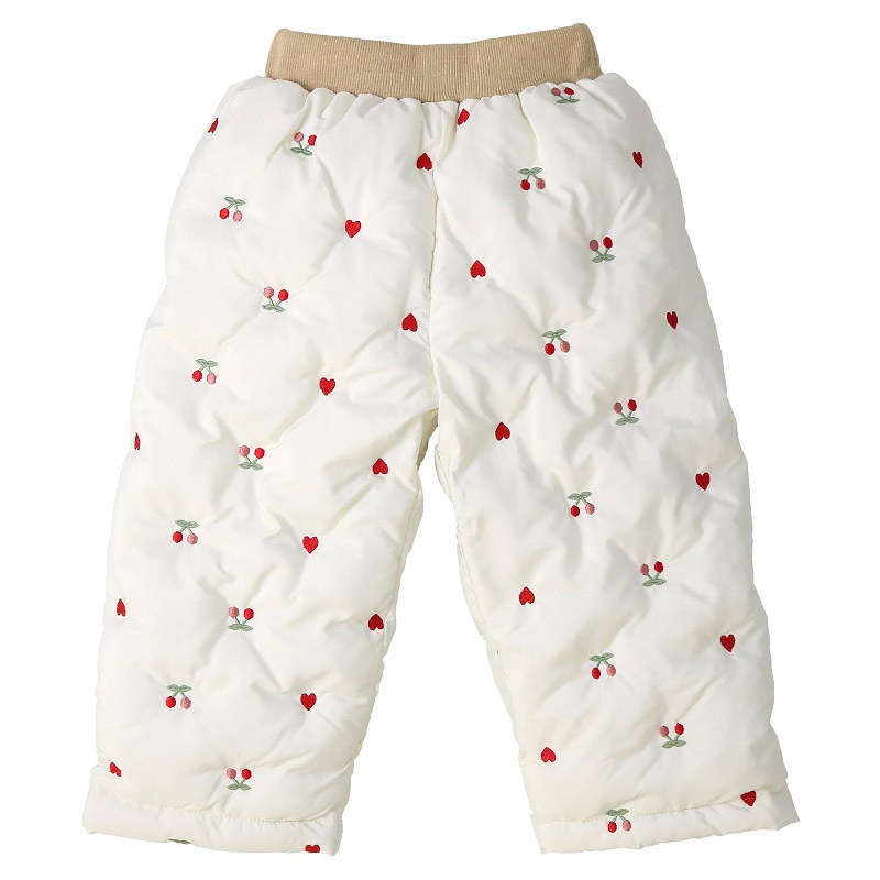 キッズ ベビー 中綿パンツ 刺繍 男の子 女の子 スノーパンツ ウォームパンツ【GrinLab グリンラボ】 アニマル 動物 チェリー ハート 総柄 防寒 防風 雪除け 保温 雪よけ ボトムス スキーパンツ 長ズボン スノーウェア スキーウェア 雪遊び 外遊び 80 90 95 100 110 120 130