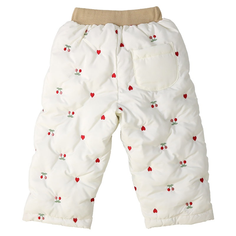 キッズ ベビー 中綿パンツ 刺繍 男の子 女の子 スノーパンツ ウォームパンツ【GrinLab グリンラボ】 アニマル 動物 チェリー ハート 総柄 防寒 防風 雪除け 保温 雪よけ ボトムス スキーパンツ 長ズボン スノーウェア スキーウェア 雪遊び 外遊び 80 90 95 100 110 120 130