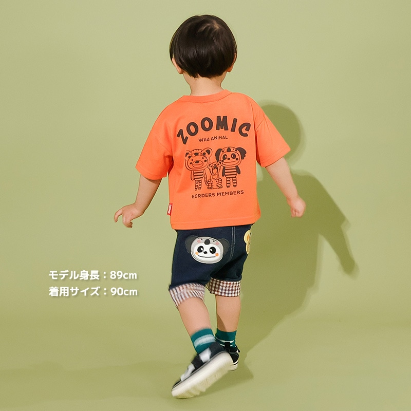 アニマルアップリケ刺繍レイヤード風Tシャツ【ZOOMICズーミック】