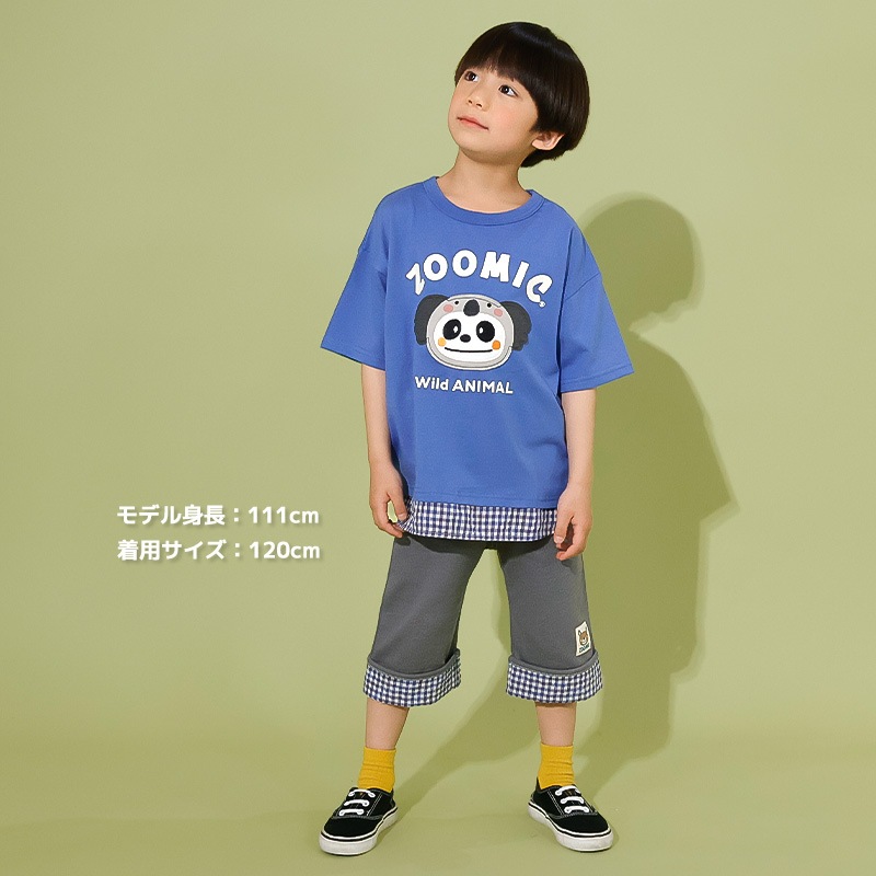 アニマルアップリケ刺繍レイヤード風Tシャツ【ZOOMICズーミック】