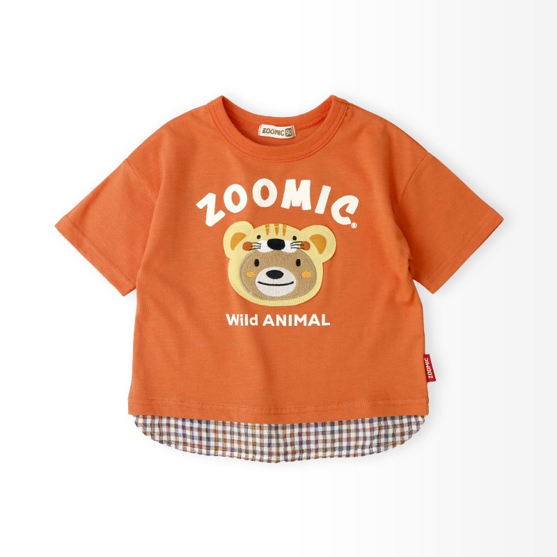 アニマルアップリケ刺繍レイヤード風Tシャツ【ZOOMICズーミック】