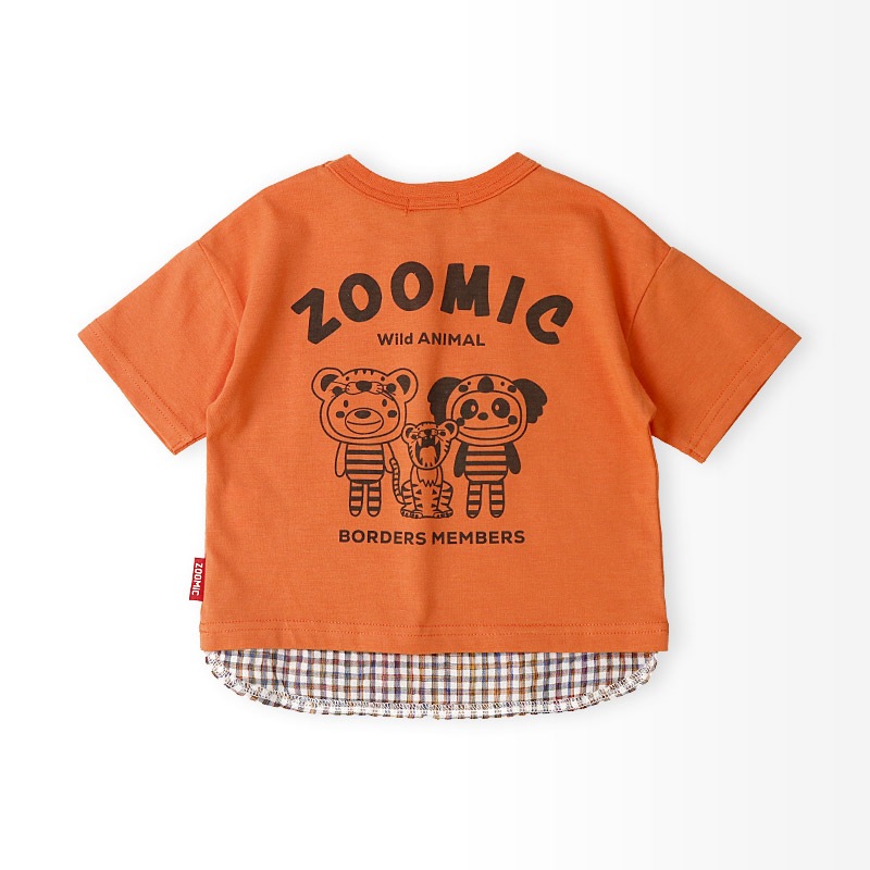 アニマルアップリケ刺繍レイヤード風Tシャツ【ZOOMICズーミック】