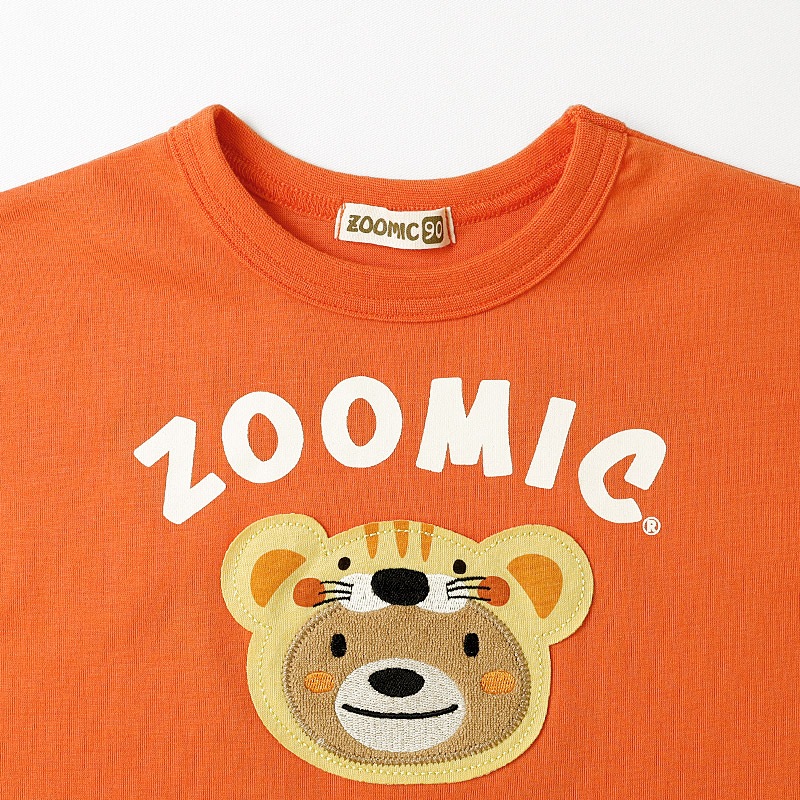 アニマルアップリケ刺繍レイヤード風Tシャツ【ZOOMICズーミック】