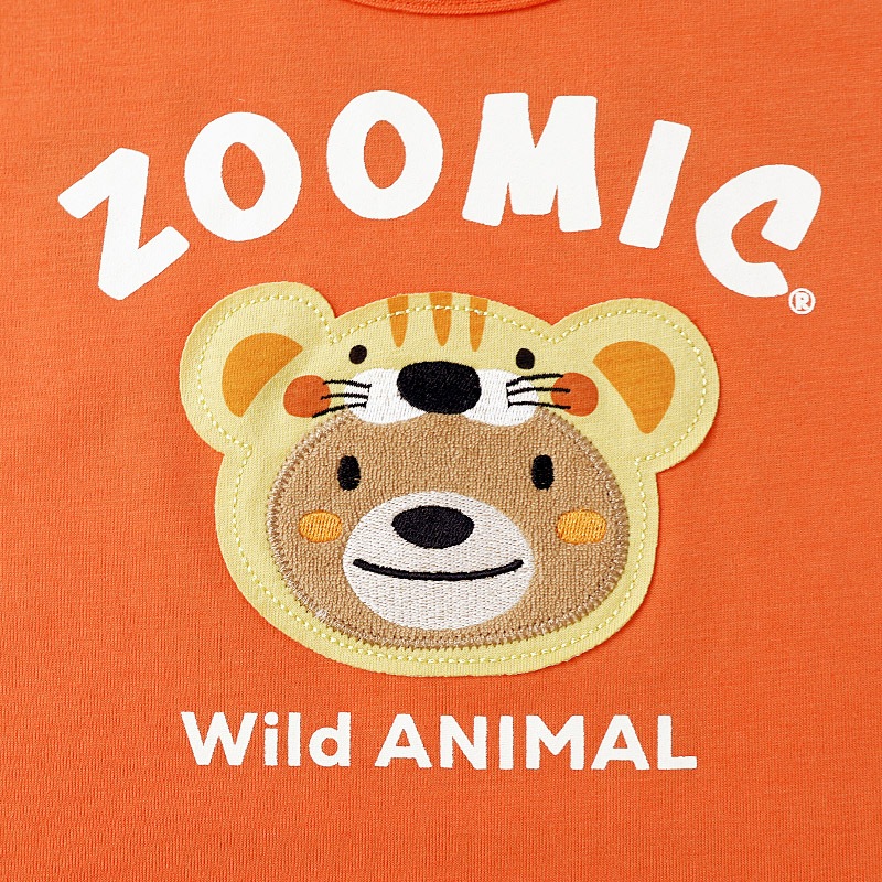 アニマルアップリケ刺繍レイヤード風Tシャツ【ZOOMICズーミック】