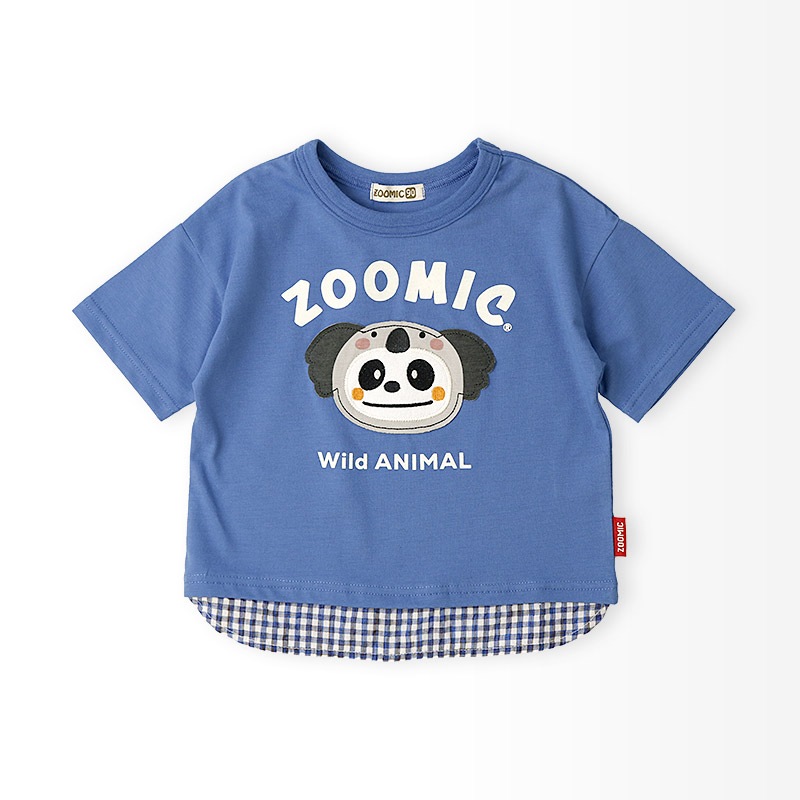 アニマルアップリケ刺繍レイヤード風Tシャツ【ZOOMICズーミック】