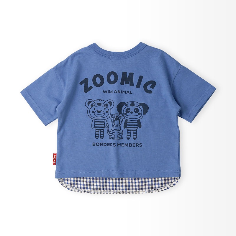 アニマルアップリケ刺繍レイヤード風Tシャツ【ZOOMICズーミック】
