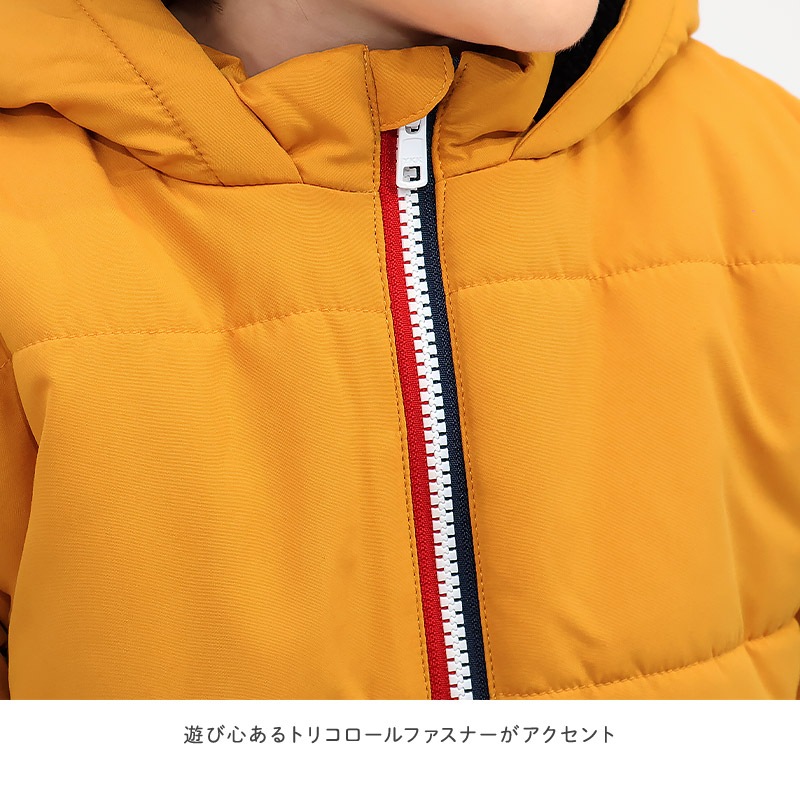 キッズ ベビー ジャケット 中綿入り 撥水加工 フード付き 男の子 女の子 ポケット付き 【GrinLab グリンラボ】 中綿ジャケット 中綿アウター カラーファスナー 中わた入り 軽量 洗える アウトドア 保温 防寒 防寒着 冬服 暖かい 軽い 通園 通学 80 90 95 100 110 120 130