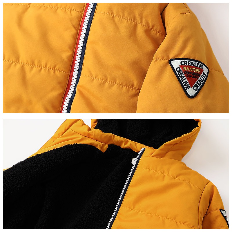 キッズ ベビー ジャケット 中綿入り 撥水加工 フード付き 男の子 女の子 ポケット付き 【GrinLab グリンラボ】 中綿ジャケット 中綿アウター カラーファスナー 中わた入り 軽量 洗える アウトドア 保温 防寒 防寒着 冬服 暖かい 軽い 通園 通学 80 90 95 100 110 120 130