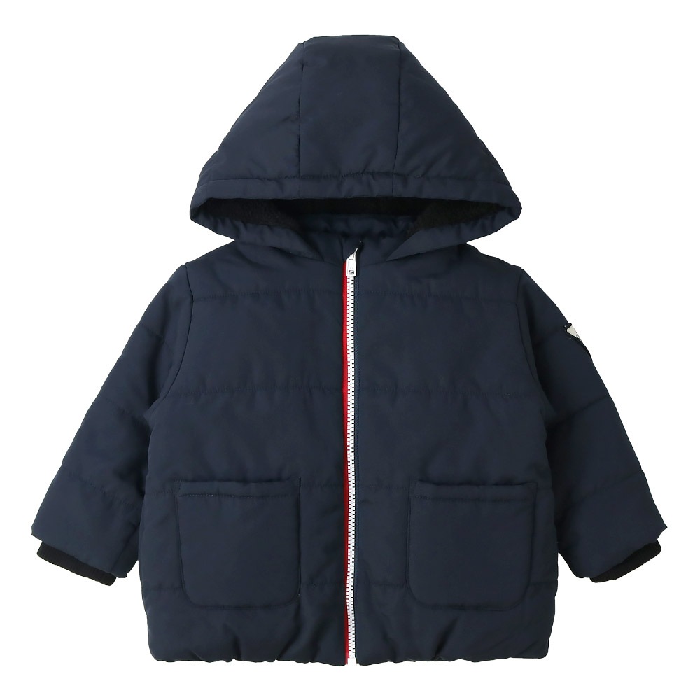 キッズ ベビー ジャケット 中綿入り 撥水加工 フード付き 男の子 女の子 ポケット付き 【GrinLab グリンラボ】 中綿ジャケット 中綿アウター カラーファスナー 中わた入り 軽量 洗える アウトドア 保温 防寒 防寒着 冬服 暖かい 軽い 通園 通学 80 90 95 100 110 120 130