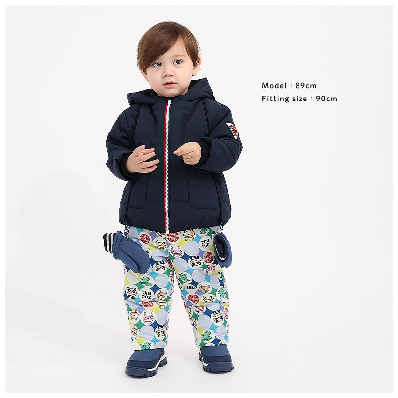 キッズ ベビー ジャケット 中綿入り 撥水加工 フード付き 男の子 女の子 ポケット付き 【GrinLab グリンラボ】 中綿ジャケット 中綿アウター カラーファスナー 中わた入り 軽量 洗える アウトドア 保温 防寒 防寒着 冬服 暖かい 軽い 通園 通学 80 90 95 100 110 120 130