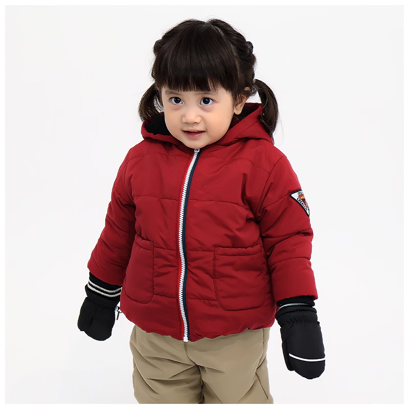 キッズ ベビー ジャケット 中綿入り 撥水加工 フード付き 男の子 女の子 ポケット付き 【GrinLab グリンラボ】 中綿ジャケット 中綿アウター カラーファスナー 中わた入り 軽量 洗える アウトドア 保温 防寒 防寒着 冬服 暖かい 軽い 通園 通学 80 90 95 100 110 120 130