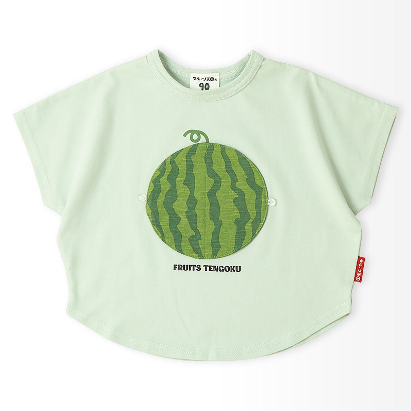 スイカ/パインのめくれるフルーツTシャツ【フルーツ天国】｜80-130cm
