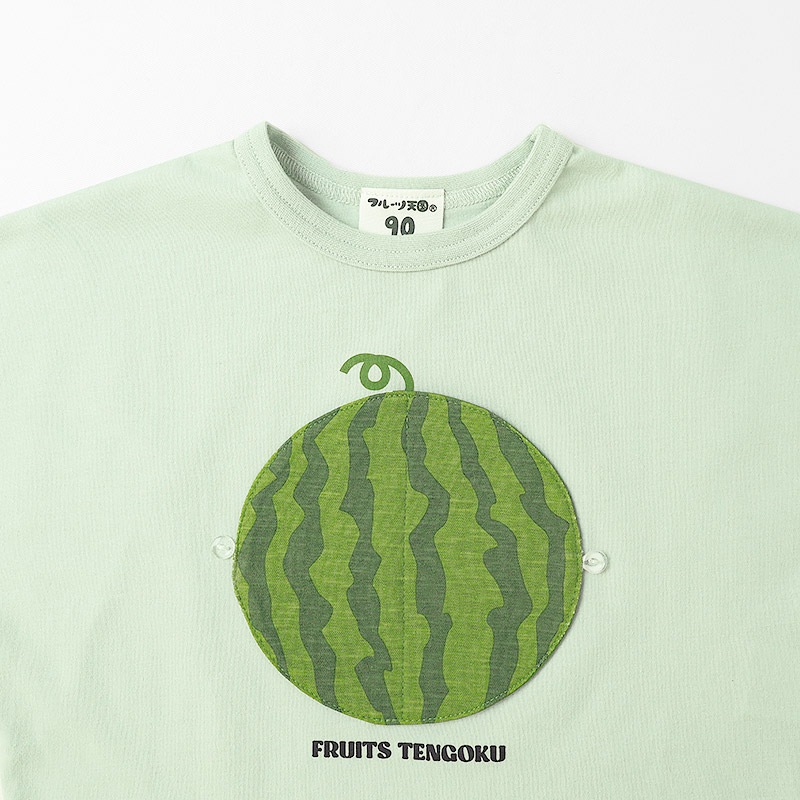スイカ/パインのめくれるフルーツTシャツ【フルーツ天国】｜80-130cm